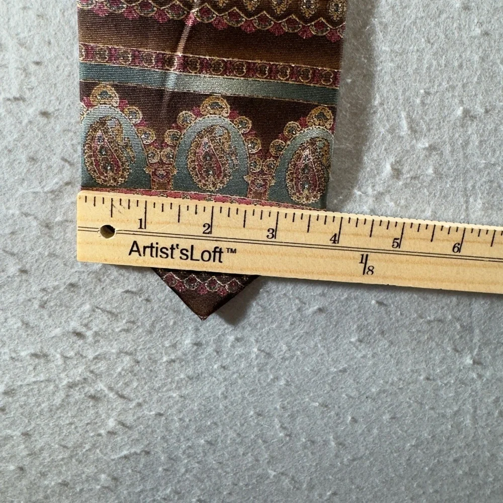 1416 | Vintage Bill Blass Silk Paisley Medallion Classic Necktie Brown Mens OS